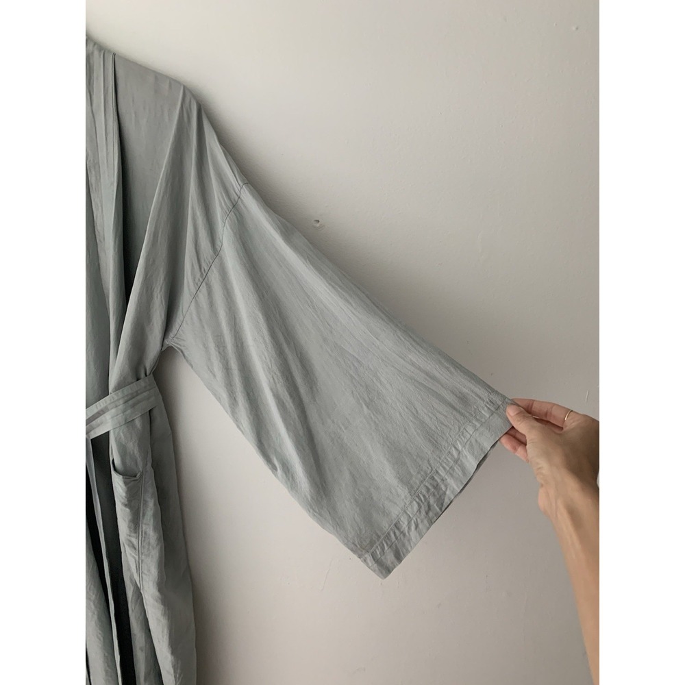 VTG Icy Muted Blue 100% Thai Silk Handwoven Lounge Old Money Quiet Luxury Unisex - Picture 3 of 12